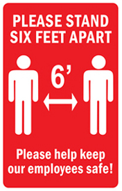 Please Stand Six Feet Apart Sign