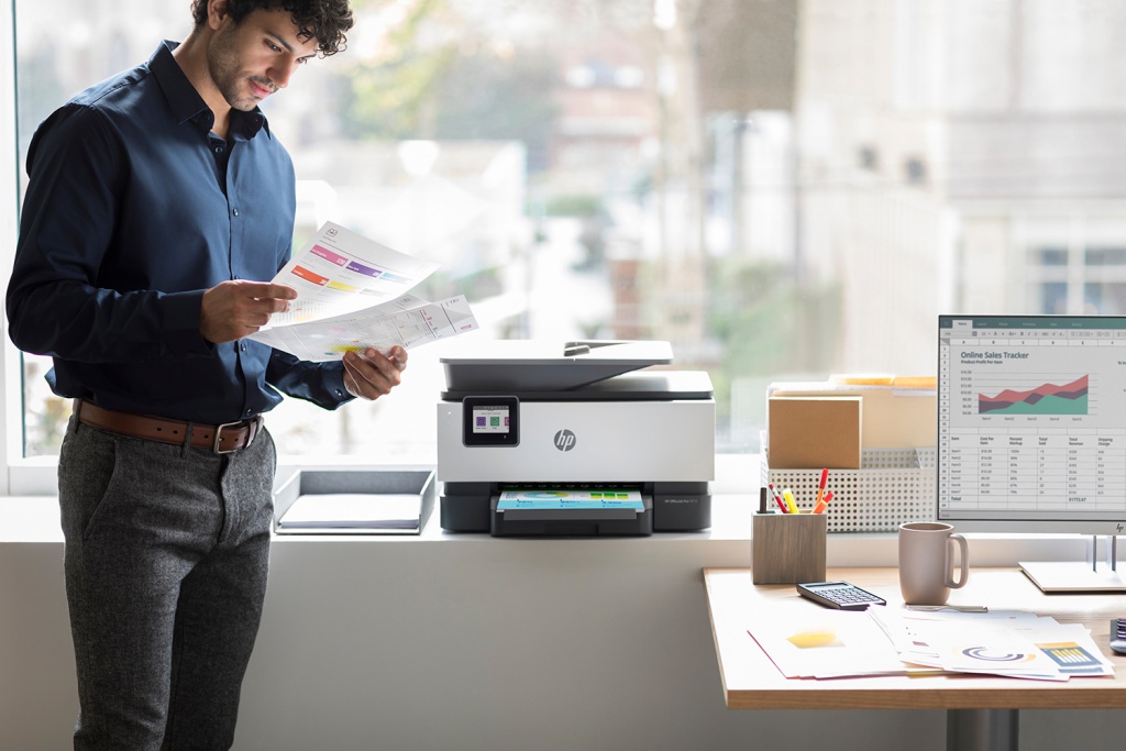 Workplace with HP Printer