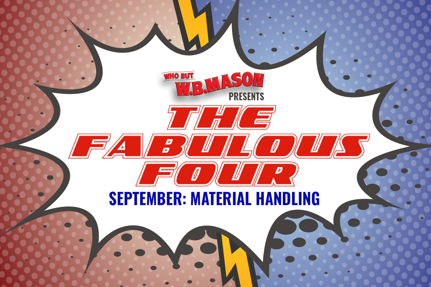 blue and red graphic highlighting the september fabulous four picks with a lightning bolt down the center
