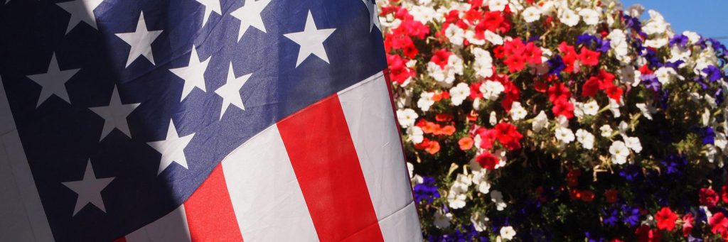 American flag hanging in celebration of Labor Day