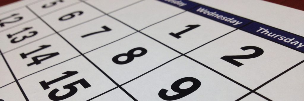 closeup of calendar with dates