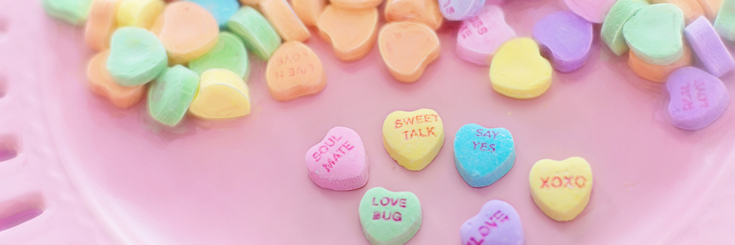 multicolored candy shaped hearts