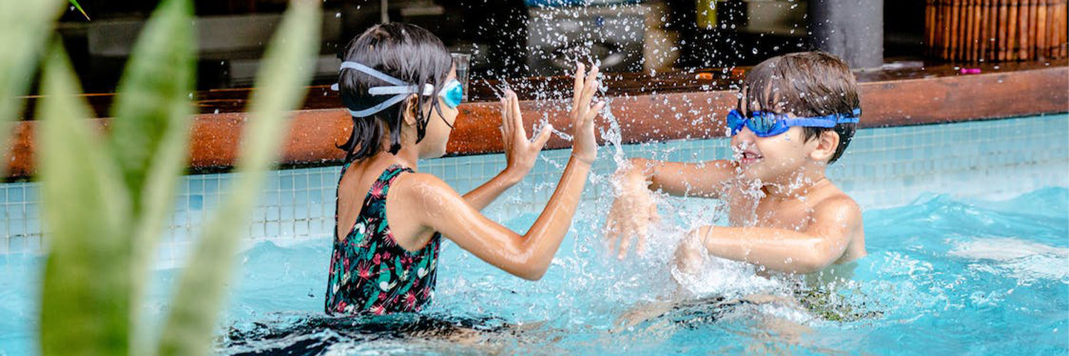 kids playing in pool