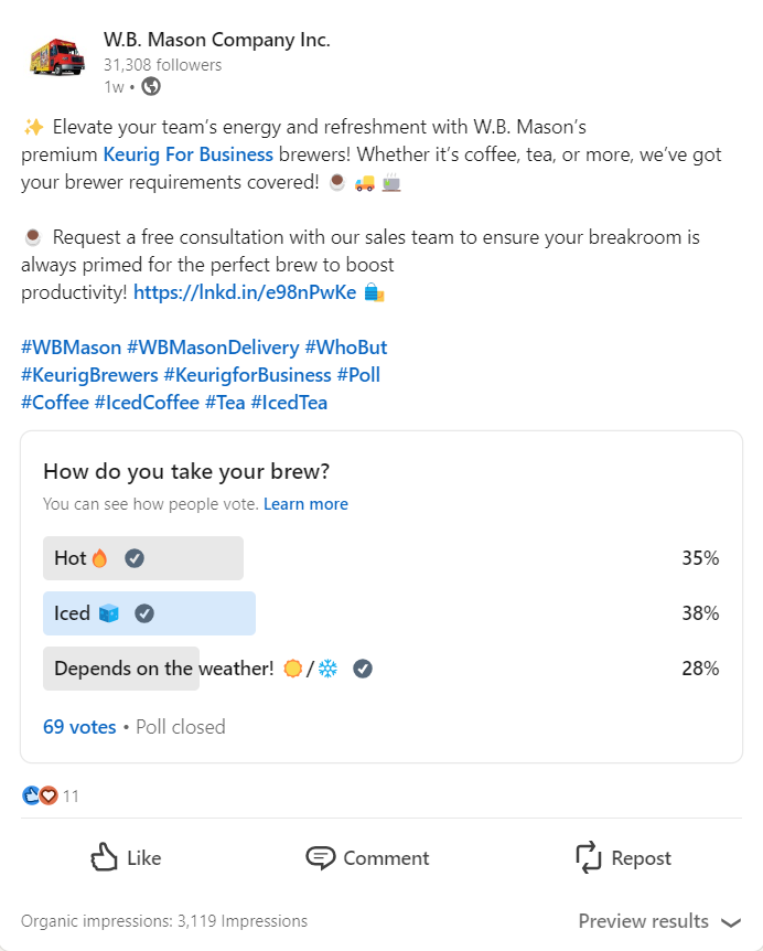 poll on linked in